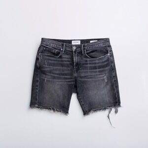 FRAME Men's Black/Gray Denim L'Homme Charlock Rips Cut Off Shorts – Size 32